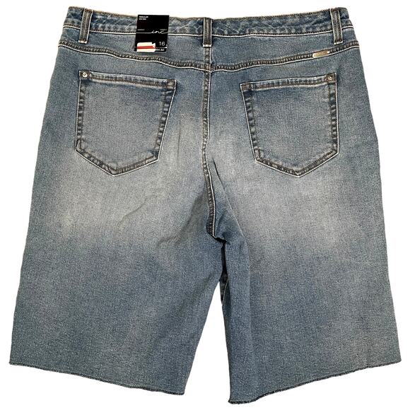 INC Women's Denim Jean Bermuda  Mid Rise Shorts Distressed Lt Indigo Size 16 $65 - Picture 2 of 7